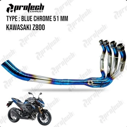 Kawasaki Z800 — Header Inlet 51 mm · Blue Chrome