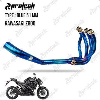 Kawasaki Z800 — Header Inlet 51 mm · Blue