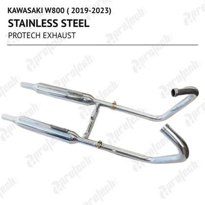 Kawasaki W800 — Dual Header Stainless · Silver