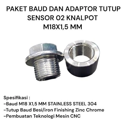 Sensor & Adaptor — Bung + Plug Sensor O2 M18 × 1.5 · Stainless