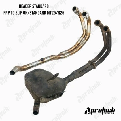 Yamaha MT25 / R25 — Header untuk Silencer Standard GP · Silver