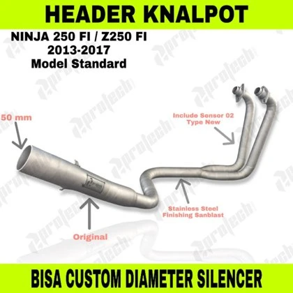 Kawasaki Ninja 250 / Z250 — Header Standard Fit · Silver — foto 2