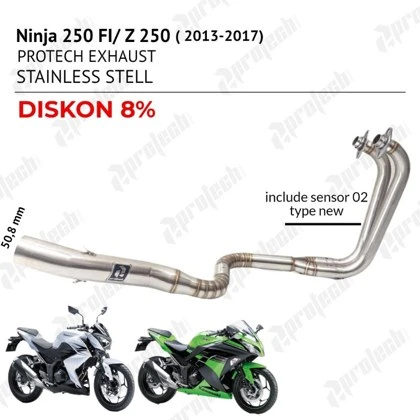 Kawasaki Ninja 250 / Z250 — Header Pie-cut · Silver — foto 2