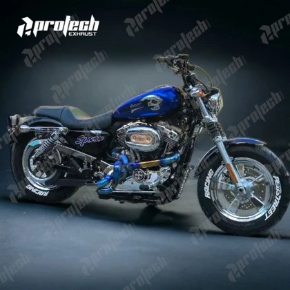 Sportster — Twisted Pipe — Installed · Silver