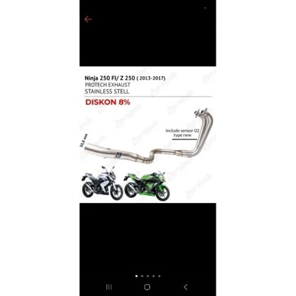 Kawasaki Ninja 250 / Z250 — Header Pie-cut · Silver