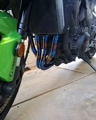 Kawasaki Z1000 — Header Dual Exit · Blue Gold — foto 3