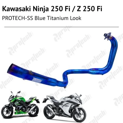 Kawasaki Ninja 250 / Z250 — Header Titanium Look · Blue