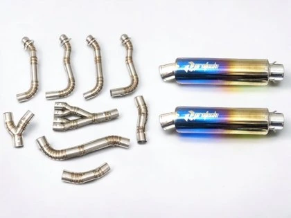 Yamaha R1 2004–2006 — Undertail Dual Muffler · Blue Gold